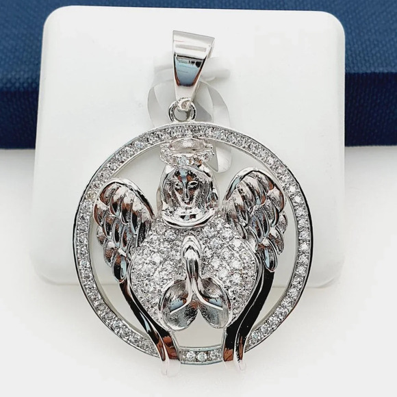 "925 Sterling Silver Plated CZ Pendant, INUS1BR282 - Picture 1 of 9